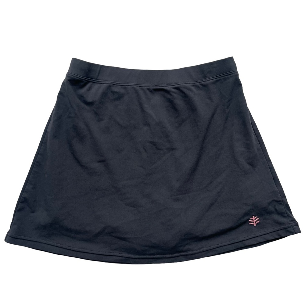 Coolibar UPF 50+ UV Sun Protection Women’s XS Charcoal Gray Pink Logo Swim Skort
